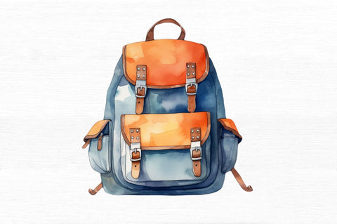 School Bag Watercolor Clipart Sublimation Regulrcrative 