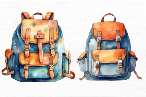 School Bag Watercolor Clipart Sublimation Regulrcrative 