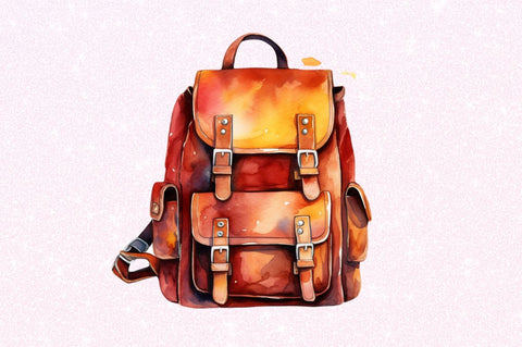 School Bag Watercolor Clipart Sublimation Regulrcrative 