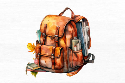 School Bag Watercolor Clipart Sublimation Regulrcrative 