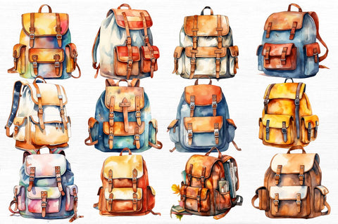 School Bag Watercolor Clipart Sublimation Regulrcrative 