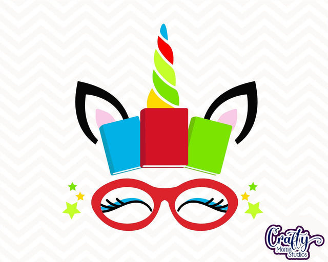 School - Book Unicorn Svg SVG Crafty Mama Studios 