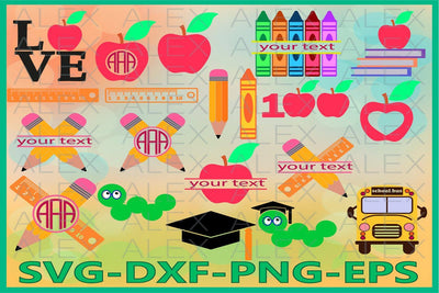 School Bundle svg, School Monogram SVG AlexSVGStudio 