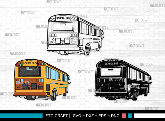 School Bus Clipart SVG, School Svg, Bus Svg, Back To School Svg, Bus Font Side Svg, School Bus Svg, School Bus Bundle SVG ETC Craft 