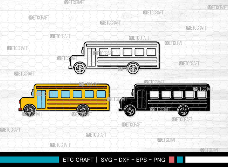 School Bus Clipart SVG, School Svg, Bus Svg, Back To School Svg, Bus Font Side Svg, School Bus Svg, School Bus Bundle SVG ETC Craft 