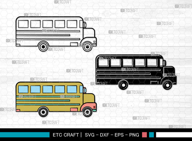 School Bus Clipart SVG, School Svg, Bus Svg, Back To School Svg, Bus Font Side Svg, School Bus Svg, School Bus Bundle SVG ETC Craft 