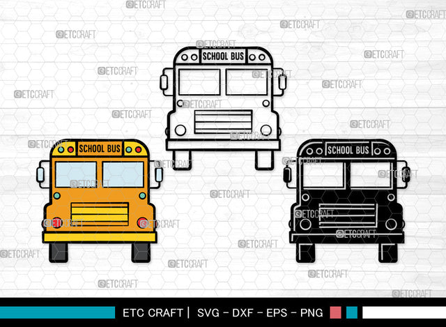 School Bus Clipart SVG, School Svg, Bus Svg, Back To School Svg, Bus Font Side Svg, School Bus Svg, School Bus Bundle SVG ETC Craft 