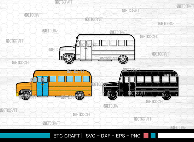 School Bus Clipart SVG, School Svg, Bus Svg, Back To School Svg, Bus Font Side Svg, School Bus Svg, School Bus Bundle SVG ETC Craft 