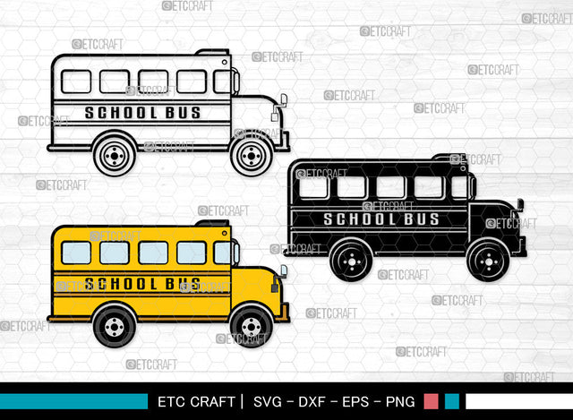 School Bus Clipart SVG, School Svg, Bus Svg, Back To School Svg, Bus Font Side Svg, School Bus Svg, School Bus Bundle SVG ETC Craft 