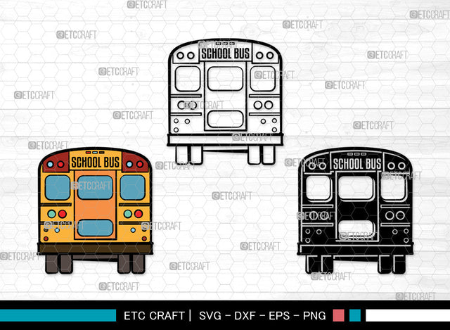School Bus Clipart SVG, School Svg, Bus Svg, Back To School Svg, Bus Font Side Svg, School Bus Svg, School Bus Bundle SVG ETC Craft 