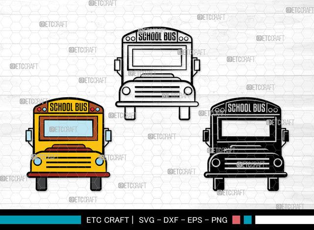 School Bus Clipart SVG, School Svg, Bus Svg, Back To School Svg, Bus Font Side Svg, School Bus Svg, School Bus Bundle SVG ETC Craft 