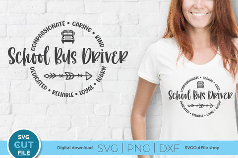 School Bus Driver svg with round circle for men or women SVG SVG Cut File 