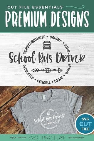 School Bus Driver svg with round circle for men or women SVG SVG Cut File 