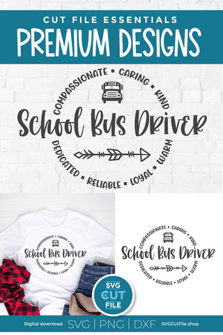 School Bus Driver svg with round circle for men or women SVG SVG Cut File 