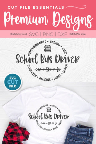 School Bus Driver svg with round circle for men or women SVG SVG Cut File 