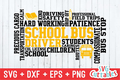 School Bus Driver svg - Word Art - svg - dxf - eps - png - Cut File - Subway Art - Silhouette - Cricut - Digital Download SVG Svg Cuttables 