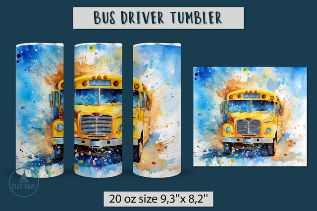 School Bus driver tumbler wrap sublimation Sublimation Olga Boat Design 