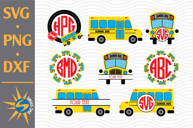 School Bus Monogram SVG, PNG, DXF Digital Files Include SVG SVGStoreShop 