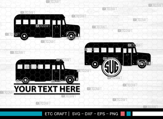 School Bus Monogram SVG, School Svg, Bus Svg, Back To School Svg, Bus Font Side Svg, School Bus Svg, School Bus Monogram SVG ETC Craft 