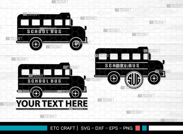 School Bus Monogram SVG, School Svg, Bus Svg, Back To School Svg, Bus Font Side Svg, School Bus Svg, School Bus Monogram SVG ETC Craft 