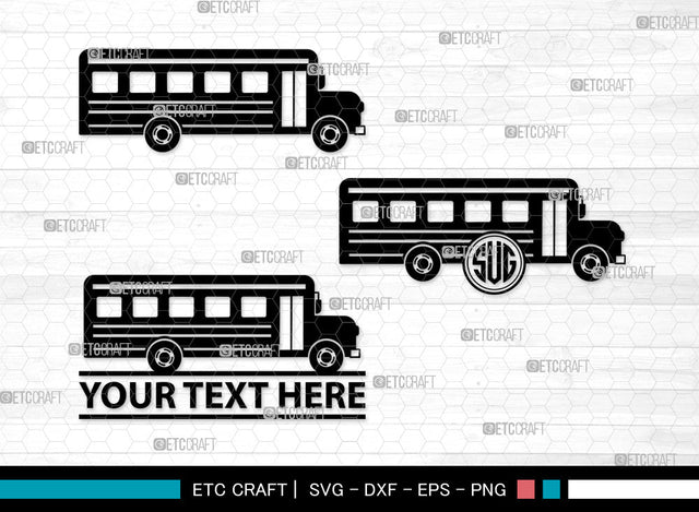 School Bus Monogram SVG, School Svg, Bus Svg, Back To School Svg, Bus Font Side Svg, School Bus Svg, School Bus Monogram SVG ETC Craft 