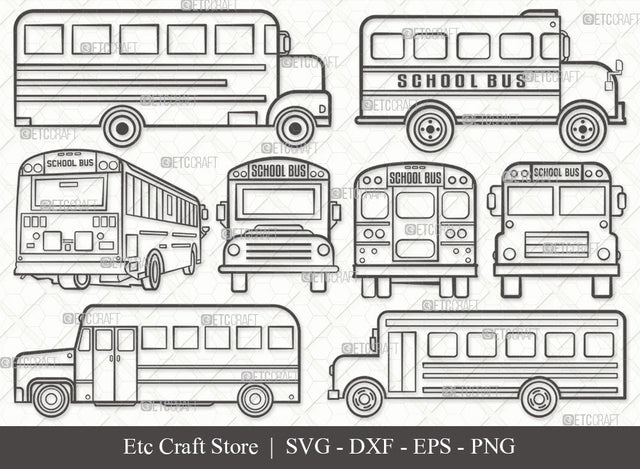 School Bus Outline SVG, School Svg, Bus Svg, Back To School Svg, Bus Font Side Svg, School Bus Svg, School Bus Bundle SVG ETC Craft 