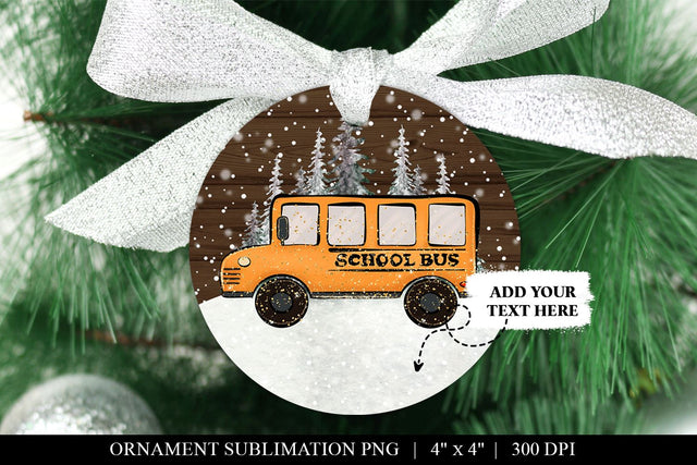 School Bus Round Christmas Ornament Sublimation Sublimation BijouBay 
