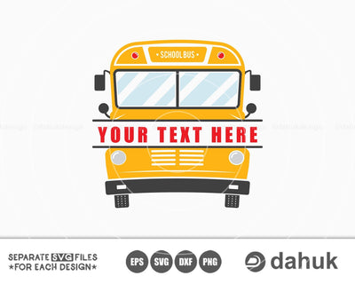 School Bus Split Monogram SVG, Cut file, for silhouette, svg, eps, dxf, png, clipart cricut design space, vinyl cut files SVG dahukdesign 