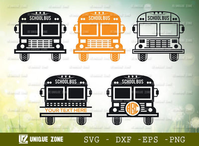 School Bus SVG Cut Files | School bus front Svg | 100 days of school Svg | School Bus Monogram Svg SVG Unique Zone 