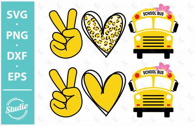 school bus svg, peace love school bus svg, school bus monogram svg, back to school svg, school bus name frame split monogram svg SVG SailorMoonDigitals 