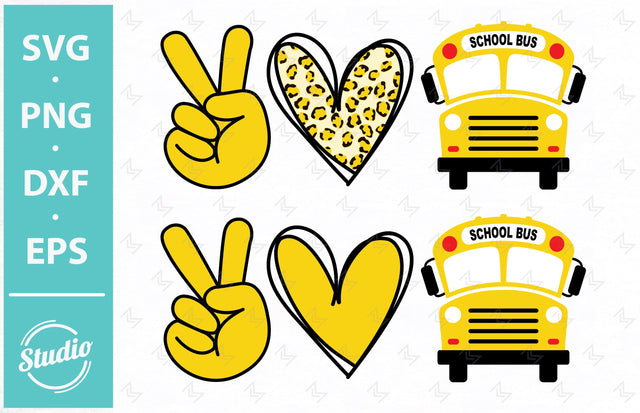 school bus svg, peace love school bus svg, school bus monogram svg, back to school svg, school bus name frame split monogram svg SVG SailorMoonDigitals 
