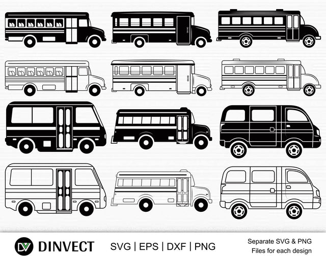 School Bus SVG, School Bus Bundle, School Bus silhouette, School Bus Vector, School Bus Clipart, School SVG, Bus SVG, Cut Files For Silhouette SVG Dinvect 
