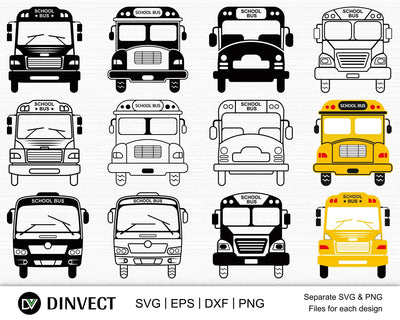 School Bus SVG, School Bus Bundle, School Bus silhouette, School Bus Vector, School Bus Clipart, School SVG, Bus SVG, Cut Files For Silhouette SVG Dinvect 
