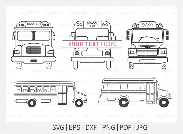 School Bus Svg, School Bus Outline Svg, School Bus Clipart, Fun School Bus Svg, School Bus split Monogram, School Bus Png, Eps, Dxf SVG Dinvect 