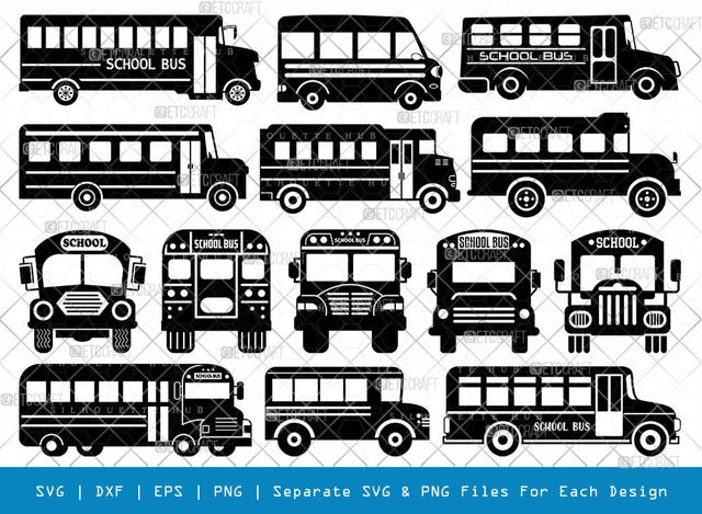 School Bus SVG, School Bus Silhouette, School Svg, Bus Svg, Back To School Svg, Bus Font Side Svg, Camper Van Svg, School Bus Bundle SVG ETC Craft 