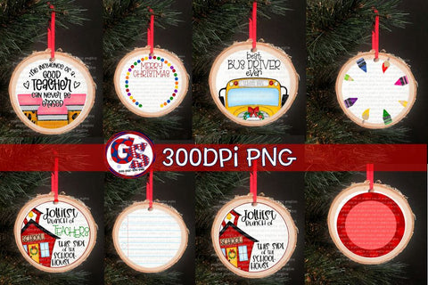 School Christmas Ornament PNG Bundle for Sublimation Sublimation Greedy Stitches 