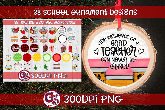School Christmas Ornament PNG Bundle for Sublimation Sublimation Greedy Stitches 