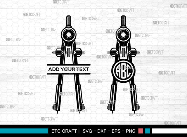 School Compass With Pencil Monogram SVG, Compass Svg, School Metal Compass Svg, Split Monogram Svg, School Compass With Pencil Svg SVG ETC Craft 