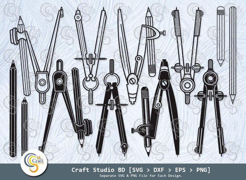 School Compass With Pencil Silhouette, Compass Svg, School Metal ...
