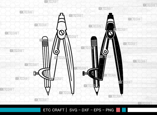 School Compass With Pencil SVG, Compass Svg, School Metal Compass Svg, Pencil Svg, School Compass With Pencil Svg SVG ETC Craft 