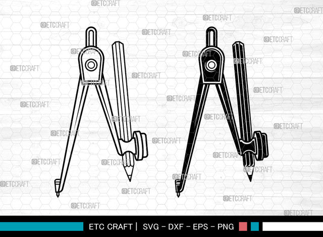School Compass With Pencil SVG, Compass Svg, School Metal Compass Svg, Pencil Svg, School Compass With Pencil Svg SVG ETC Craft 
