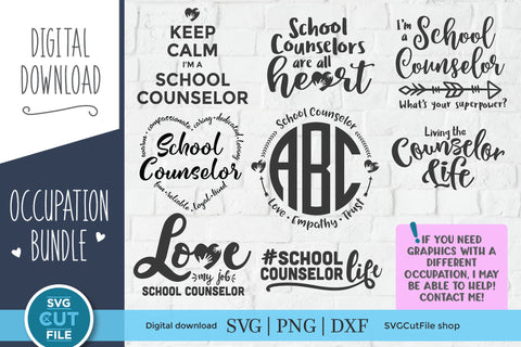 School Counselor svg, counselor svg bundle pack SVG SVG Cut File 