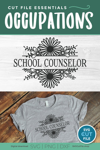 School counselor svg flower frame SVG SVG Cut File 