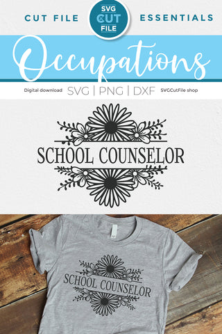 School counselor svg flower frame SVG SVG Cut File 