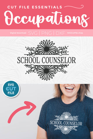 School counselor svg flower frame SVG SVG Cut File 