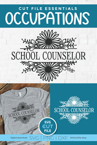 School counselor svg flower frame SVG SVG Cut File 