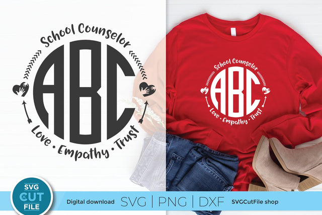 School counselor svg, school counselor monogram svg with alphabet SVG SVG Cut File 