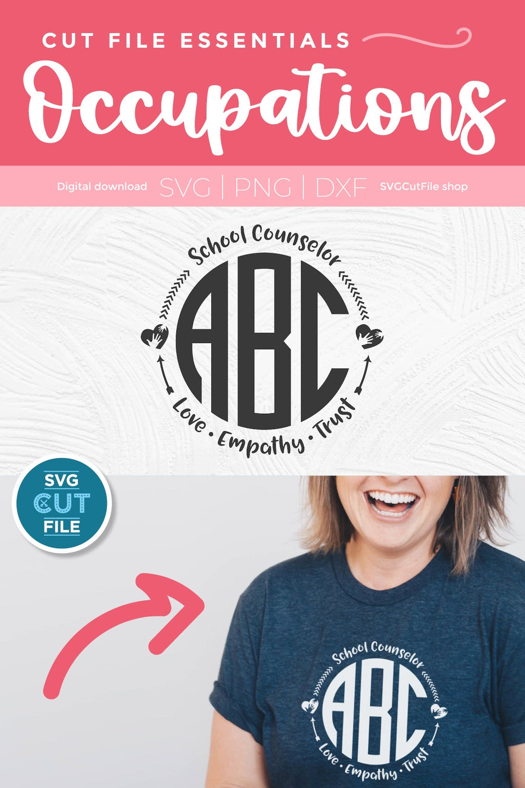 School counselor svg, school counselor monogram svg with alphabet - So ...
