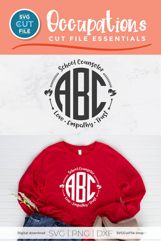 School counselor svg, school counselor monogram svg with alphabet SVG SVG Cut File 