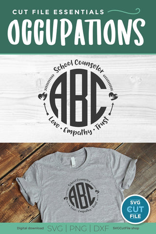 School counselor svg, school counselor monogram svg with alphabet SVG SVG Cut File 